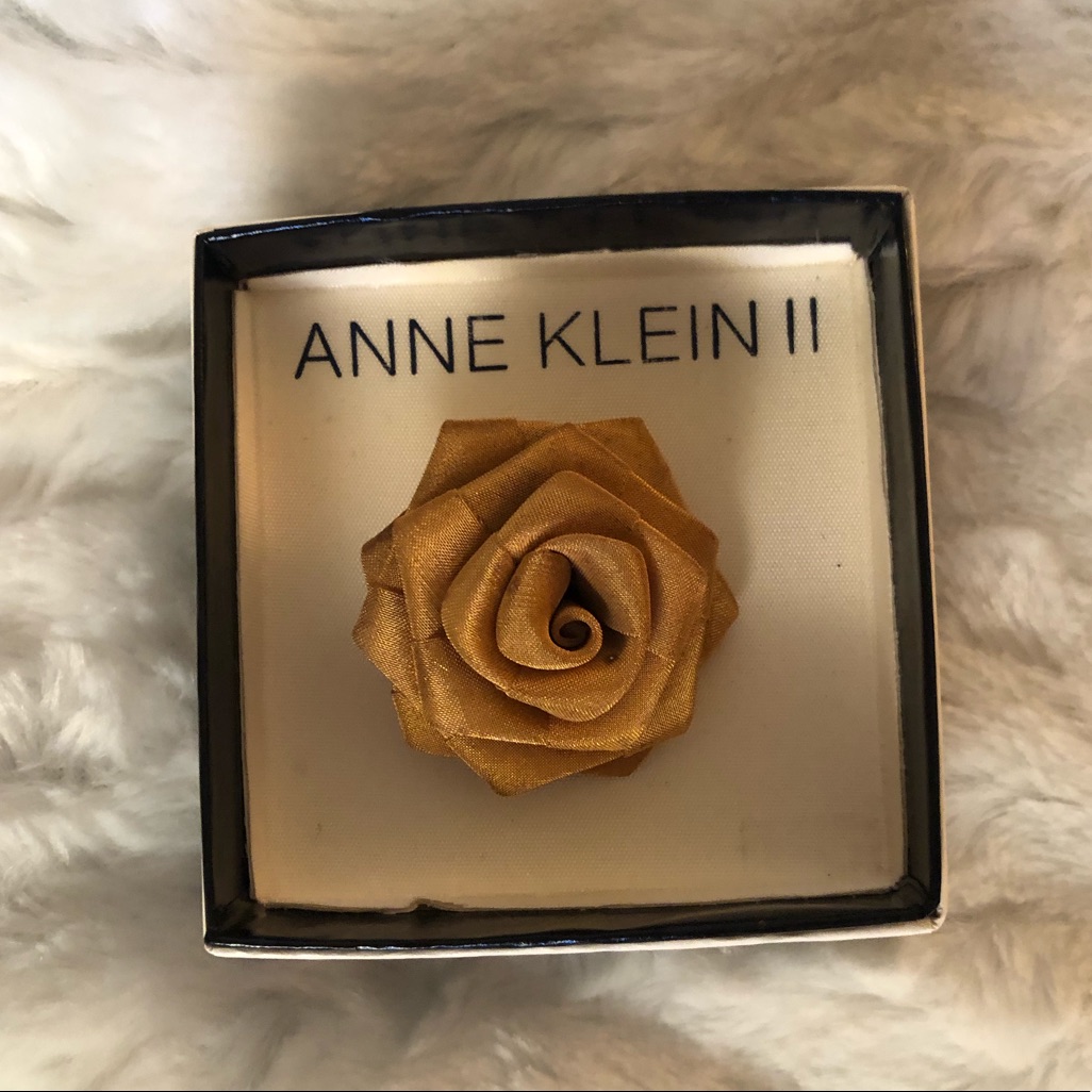 Anne Klein Ii Gold Mesh Rose Brooch In Original Box